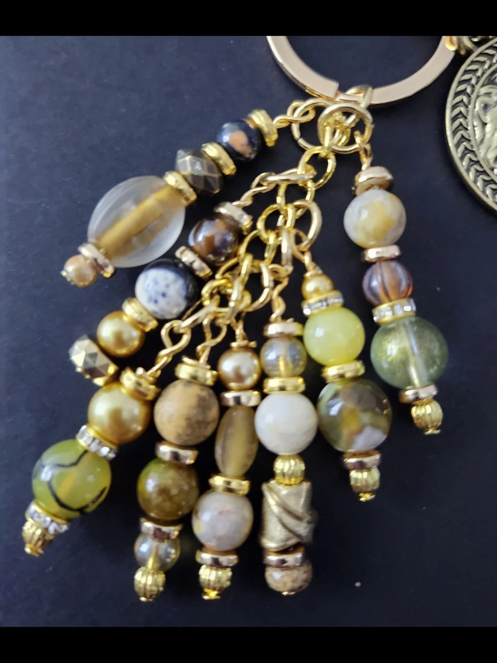 Lion Medallion Purse Charm or Keychain Agate Jasper GraniteHandcrafted